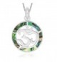925 Sterling Silver Abalone Shell Chakra Yoga Om Aum Ohm Symbol Pendant Necklace- 18" - CU17YZEQ5OH
