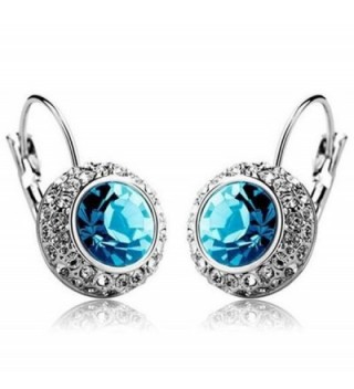 MANDI HOME New Rhinestone Crystal Dangle Earrings Ear Hook Stud for Woman Girl Lady (Blue) - CK11JK4Z72P
