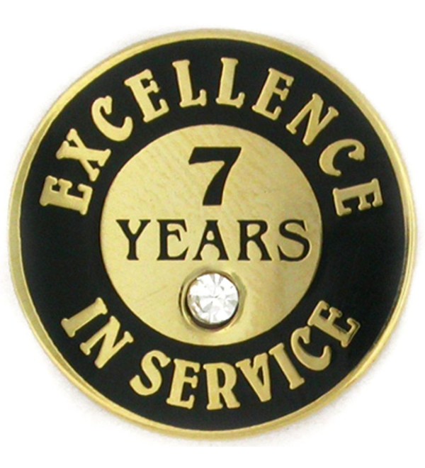 PinMart's Gold Plated Excellence in Service Enamel Lapel Pin w/ Rhinestone - 7 Years - CT119PEN529