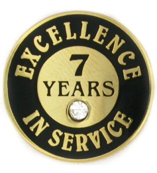 PinMart's Gold Plated Excellence in Service Enamel Lapel Pin w/ Rhinestone - 7 Years - CT119PEN529