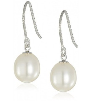 Bella Pearl Diamond Cut Freshwater Pearl Silver Drop Earrings - CD128ZP2S49