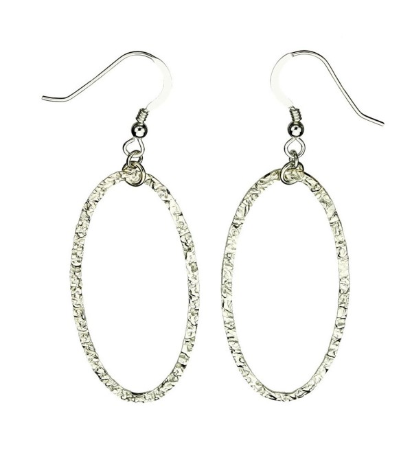 Sterling Silver Flat Hammered Oval Large Links Earrings Italy - CJ119ES6U5Z