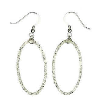 Sterling Silver Flat Hammered Oval Large Links Earrings Italy - CJ119ES6U5Z