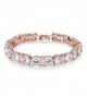 GULICX Gleaming Round Cubic Zirconia Crystal Elegant Rose Gold Plated Wedding Tennis Bracelet for Women - CK184Q4D0HD