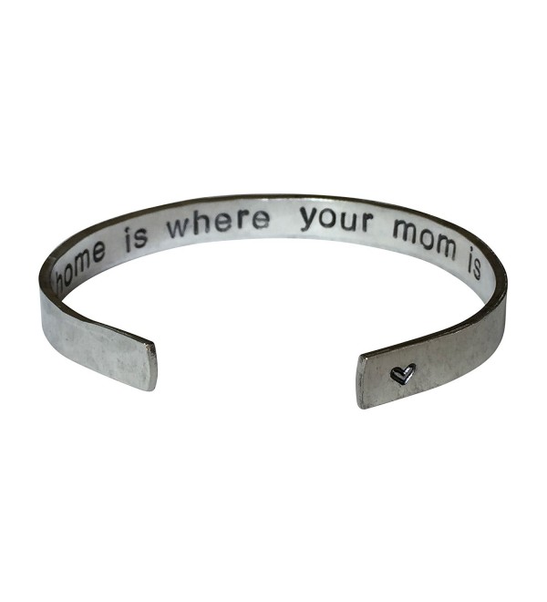 Home Is Where Your Mom Is Hand Stamped 1/4" Aluminum Cuff Bracelet - C112NEMA4XS