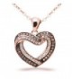 Chocolate CZ Heart Pendant Necklace Pink Rose Gold Plated Flashed Women Fashion 18 in - CP12OCA9C3X