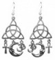Silvertone Dangle Earrings w/ Egyptian Ankh- Pagan Crescent Moon- Hindu Om & Celtic Triquetra- 2.5 Inches - C012IGRW4T5