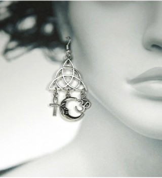 Silvertone Earrings Egyptian Crescent Triquetra