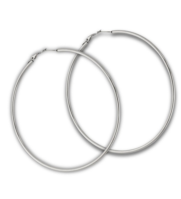 Stainless Steel Large Shiny Round Continuous Hoop Pierced Earrings- 80mm - C612HHHG31F