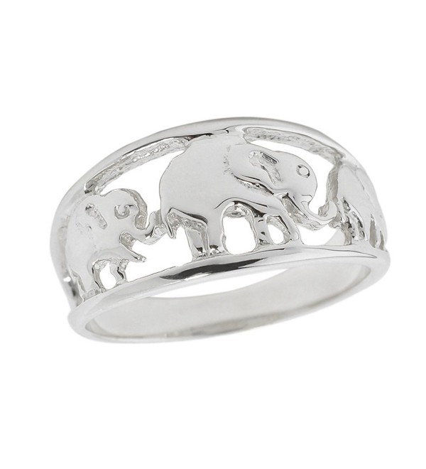 Solid 925 Sterling Silver Open Design Band Three Elephant Ring - CP11NOXEW8N