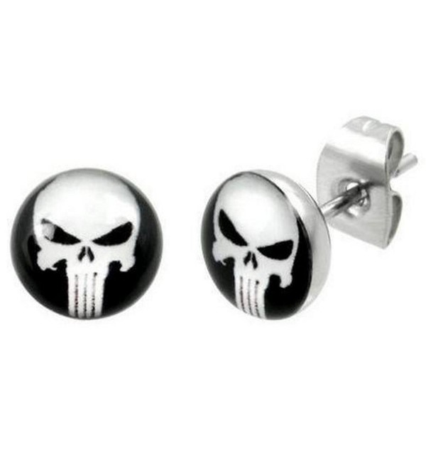 Timeless Treasures - Stainless Steel Punisher Stud Earrings - 7 mm Diameter (.27") - C9119RAMA9N