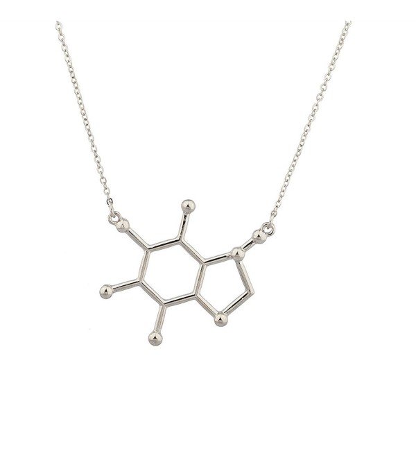 Lux Accessories Caffeine Molecule Coffee Soda Lover Pendant Necklace. - CW120ISZKIH