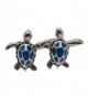 Jewelry Sets Pendants Stud Earrings 925 Sterling Silver Sea Turtle Blue Opal - CU17YSD4L3E