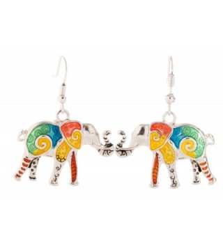 Artisan Owl - Elephant Multicolor Decorative Dangle Earrings - C2127Q2IL0H