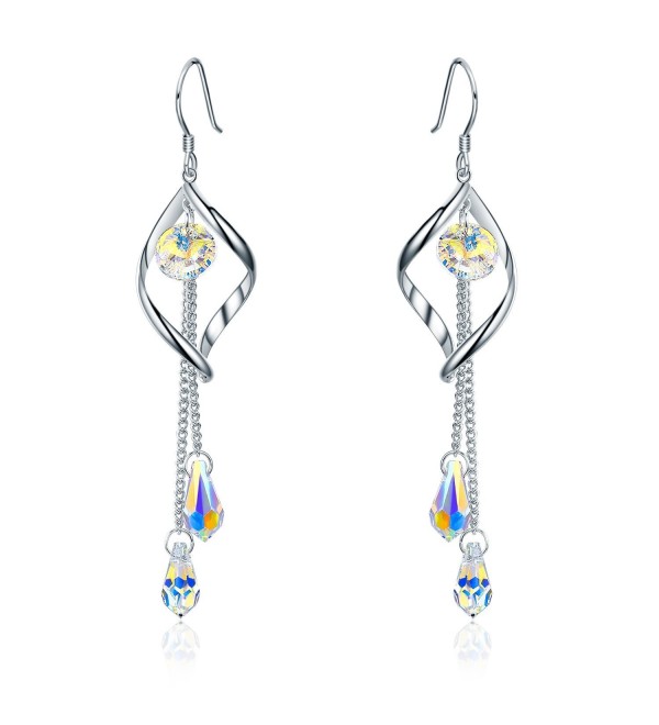 SBLING Platinum-Plated Multi-Teardrop Earrings Made with Swarovski Crystals - C312O2YNZOO