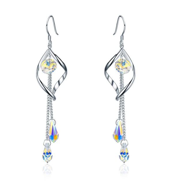 SBLING Platinum-Plated Multi-Teardrop Earrings Made with Swarovski Crystals - C312O2YNZOO