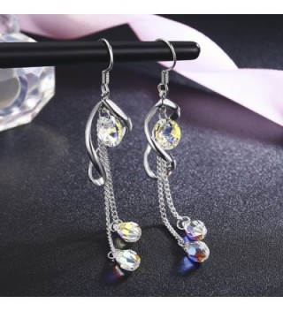 SBLING Platinum Plated Multi Teardrop Earrings Swarovski