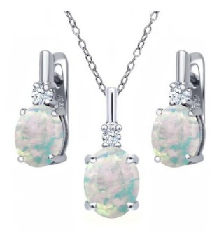 Cabochon Simulated Sterling Pendant Earrings