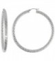 Stainless Steel Hoop Earrings 3 inch 4 mm Round Tube Zigzag Pattern Light Weightt - C1110S70HKP