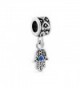 LovelyJewelry Lucky Charm Heart Love Dangle Hamsa Hand Blue Evil Eye Spacer Charms Beads For Bracelet - C111TC1CLO3