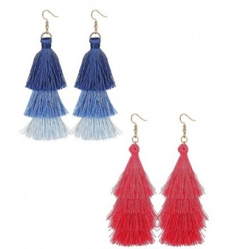 FINREZIO 1-2 Pairs Drop Dangle Tassel Earrings for Women Girls Tiered Thread Earrings - CV188IE75W3