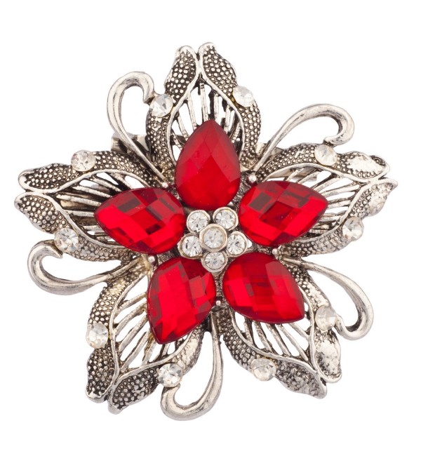 Lux Accessories Heirloom Floral Stone Flower Brooch - CZ11L7LRP3N