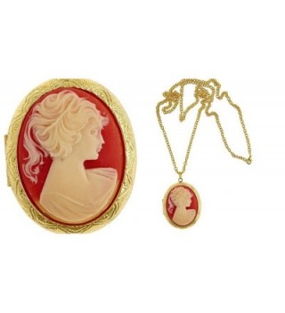 Carnelian Madonna Cameo Locket Retro Fashion NYC - CF12O34JI5S