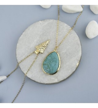 Lux Accessories Turquoise Teardrop Arrowhead in Women's Chain Necklaces