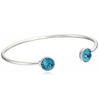 Oroclone Silver Plated 10mm Blue Zircon Swarovski Crystal December Bangle Bracelet- 2.25" - CW11QJBPLCX