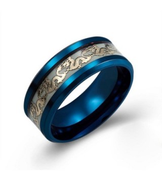 Men's 8mm Luminous Effect Rings Stainless Steel Dragon Pattern Band Ring For Women Glow in the Dark - CP188W3RW8U