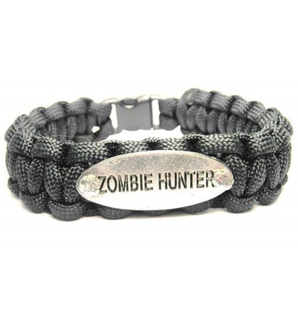 Zombie Hunter Black ChubbyChicoCharms 550 Paracord Pewter Charm Bracelet - CO11IAE1OH7