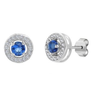 Mia Sarine Womens Round Cubic Zirconia Circle Halo Stud Earring in Rhodium over Sterling Silver - CT12MS52SUL