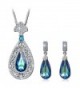 QIANSE Peacock Jewelry Set Made with Swarovski Crystals- Pendant Necklace and Earrings Set - CQ1886XULHK