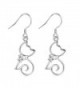 MASOP 925 Sterling Silver Cubic Zirconia Kitten Cat Dangle Earrings for Women Girls - CF12LVQBXV3