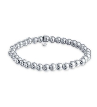 Bling Jewelry Sterling Silver 6mm Bead Stretch Bracelet Stackable 7.5 Inch - C011IKYBMCZ