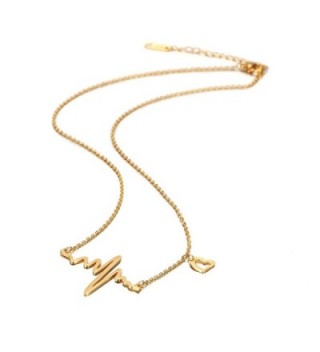 14ct Gold Plated Heart Pulse Necklace for Women - CG1827Y9HZY