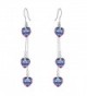 FANZE Women's Bridal 3 Love Heart of Ocean Hook Dangle Earrings Made with Swarovski Crystal - Silver-Tone- Purple - CF1880R90Y2