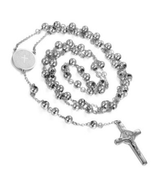 Flongo Vintage Stainless Crucifix Necklace - silver - CQ17WWZO7HO