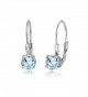 Sterling Silver Genuine or Created Gemstone 6mm Round Leverback Earrings - Blue Topaz - CW12EL1WDEV