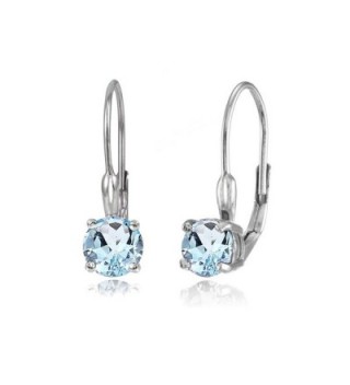 Sterling Silver Genuine or Created Gemstone 6mm Round Leverback Earrings - Blue Topaz - CW12EL1WDEV