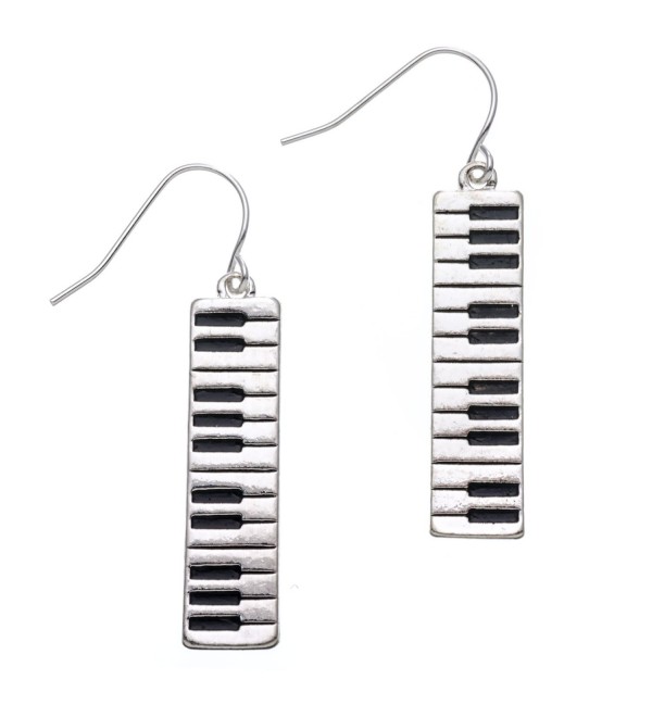 PammyJ Silvertone Piano Keyboard Dangle Earrings - CY11VC704ZN