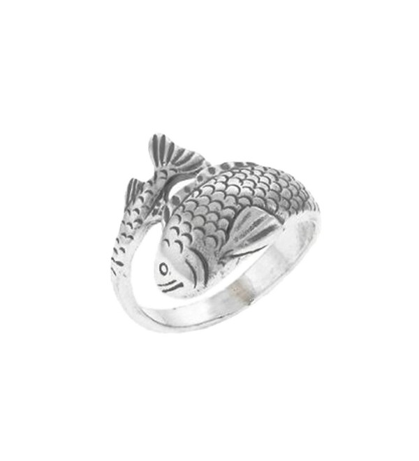 Koi Ring Japanese Carp Asian Fish Sterling Silver - C5116X0E941