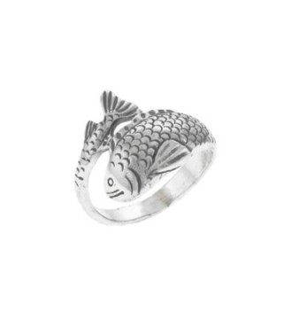 Koi Ring Japanese Carp Asian Fish Sterling Silver - C5116X0E941