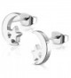 Stainless Steel Tiny Crescent Moon & Star Stud Post Earrings - Silver - CC188S0GKTD