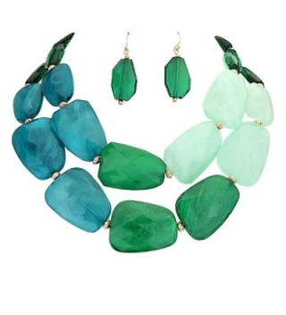 Rosemarie Collections Women's Ombre Polished Resin Statement Necklace Earring Set - Green - CG17YZ0AUSU