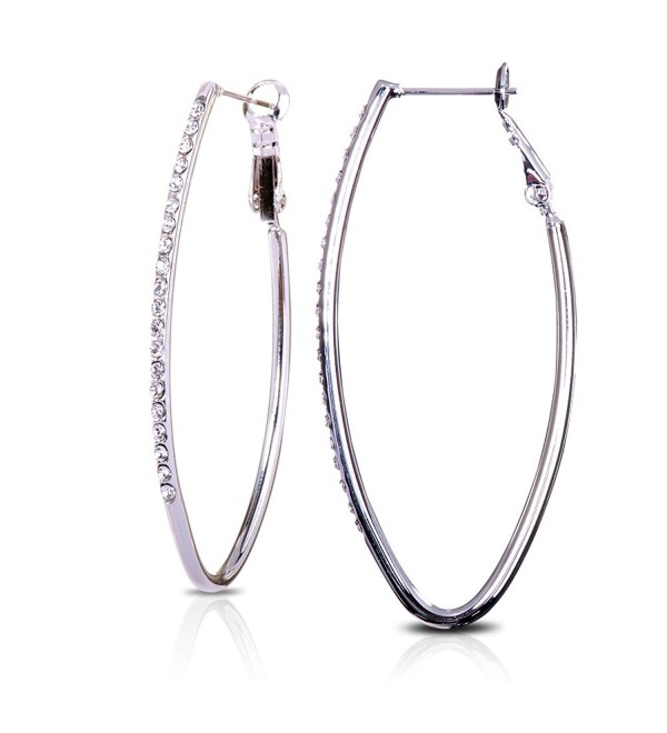 Swarovski Elements Crystal 2" Oval Alloy Hoop Earrings - CE11NCUQFFB