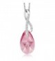 Gem Stone King Beautiful Tear Drop Ribbon Pendant on 18" Chain Created with Swarovski Crystals - Pink - CM12N1YYXFK