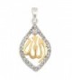 Sterling Silver & Yellow-Gold Plated Muslim Allah Pendant with CZ Border - C6117NMC2TR