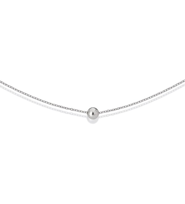 S.Leaf Solid Ball Bead Necklace Sterling Silver Simple Dot Pendant Chain Necklace High Polished 5mm - silver - CX184R5ZNH7