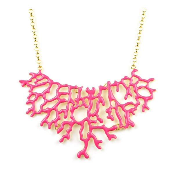 HUAN XUN Branch Coral Statement Necklace Bib Collar Frontal Necklace - CU11O9BK32N